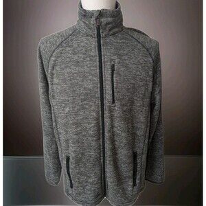 Swiss Tech Full Zip Sweater Jacket Mens Size Large Gray Fleece Lined Pockets